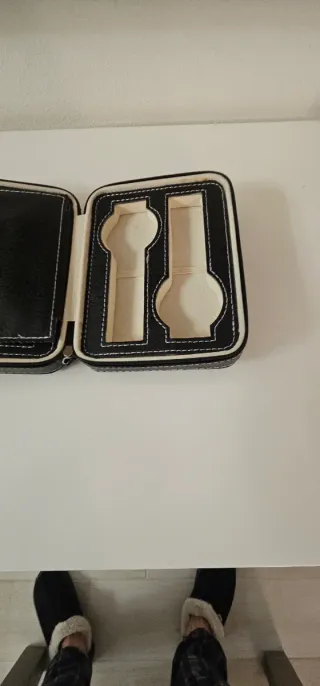 Custodia 4 orologi ecopelle nera zip