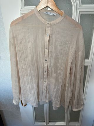 Camisa Zara Beige Talla L Mujer