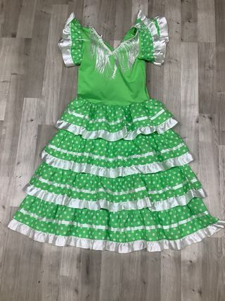 Vestido Sevillana Infantil Verde Lunares