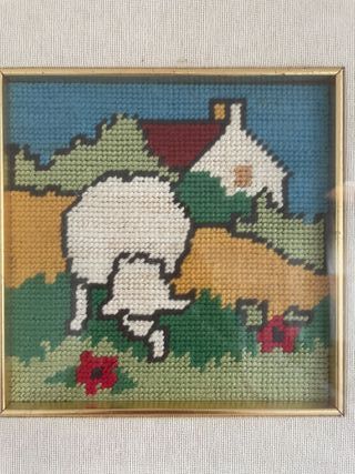 2 Quadri Punto Croce Cornice Legno