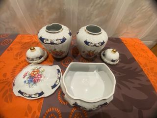 Juego Tocador Porcelana Flores