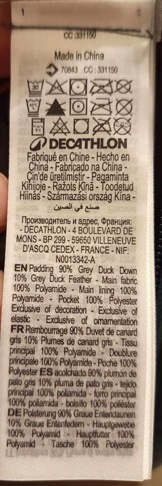 Plumas Forclaz MT500 Hombre Capucha Talla M