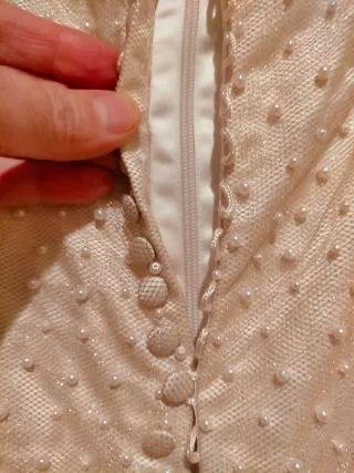 Vestido de Novia raso crema y tul dorado