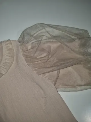 Blusa mujer beige mangas de telilla