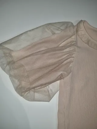 Blusa mujer beige mangas de telilla