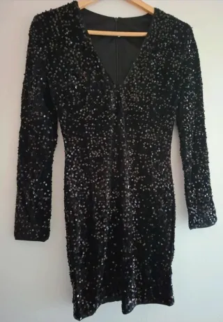 Vestido lentejuelas negro talla S