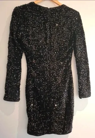 Vestido lentejuelas negro talla S