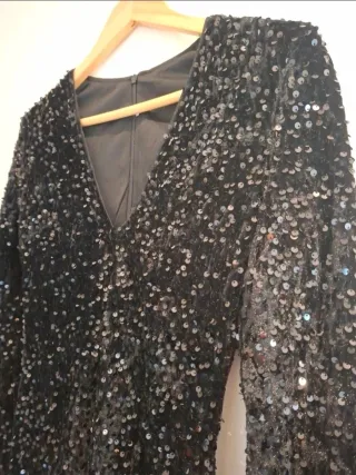 Vestido lentejuelas negro talla S