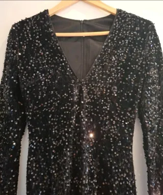 Vestido lentejuelas negro talla S