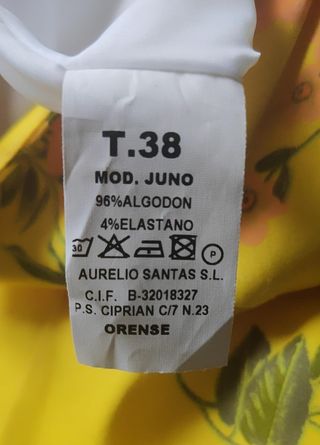 Vestido Corto Amarillo Floral-Vidrio Talla M