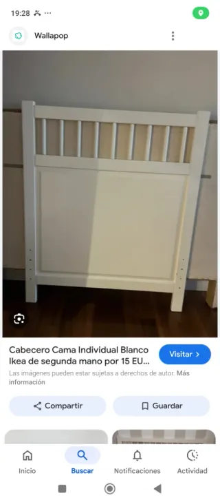 Cabecero Ikea blanco madera cama de 90