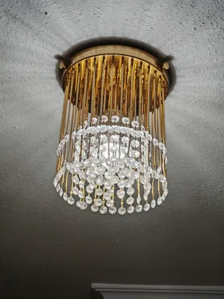 Lámpara colgante de cristal y metal