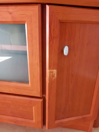 Mueble salón madera maciza, mesa y 4 sillas