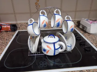 Set da caffè in ceramica con supporto