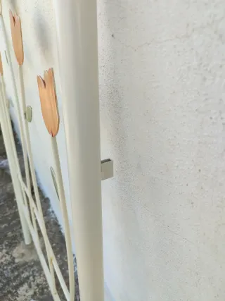 Cabecero forja tulipanes beige y naranja