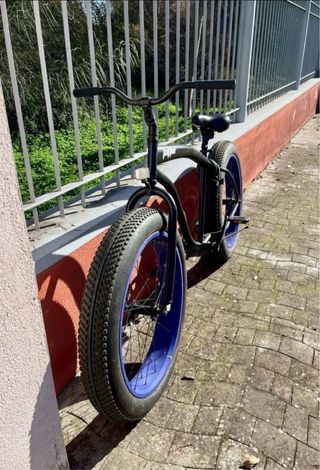 Bicicleta Fat Bike Negra Ruedas Azules