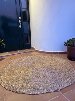 Tappeto rotondo in fibre naturali beige/marrone