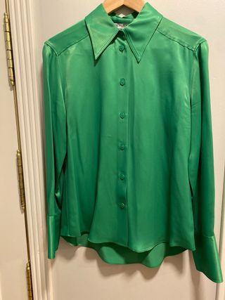 Camisa Zara Verde Satén
