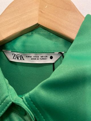 Camisa Zara Verde Satén