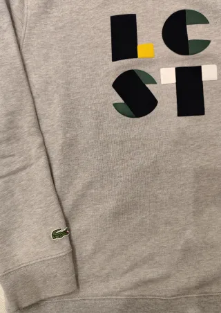 Sudadera Lacoste Gris Diseño Geométrico
