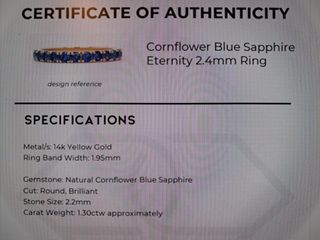 Anillo Eternidad Zafiro Azul 2.4ct