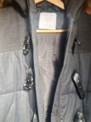 Trenca Parka Suiteblanco Gris XL Bimateria Pelo