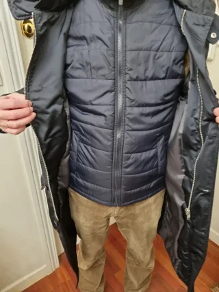 Abrigo Zara Azul Marino con Capucha y chaleco