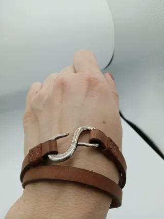 Bracciale Uomo Pelle Marrone Argento