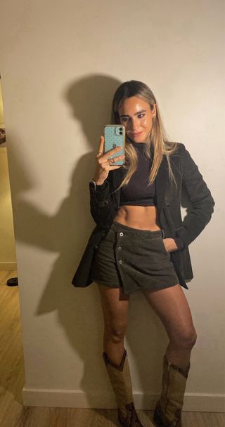 Falda pantalón Pana Zara - Verde Oliva - Talla XS