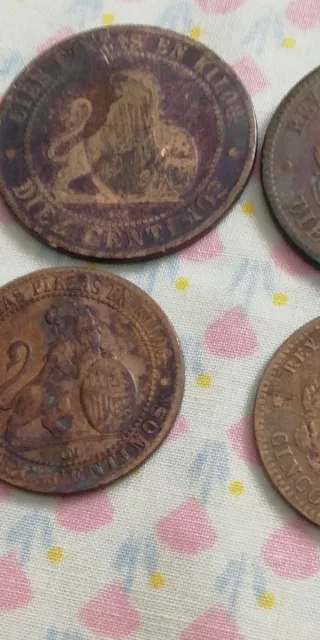 Lote de 4  Monedas Antiguas 1870 - 1878