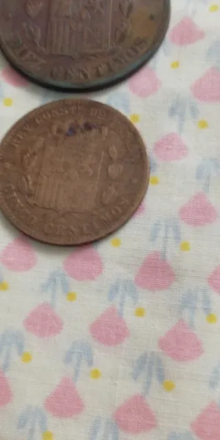 Lote de 4  Monedas Antiguas 1870 - 1878