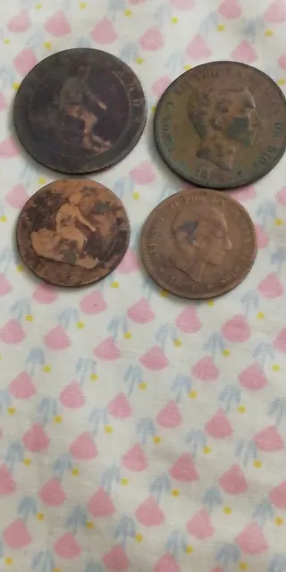 Lote de 4  Monedas Antiguas 1870 - 1878
