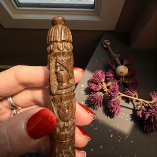 Porta aghi vittoriano legno intagliato antico