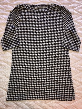 Maglietta fantasia pied-de-poule manica tre quarti