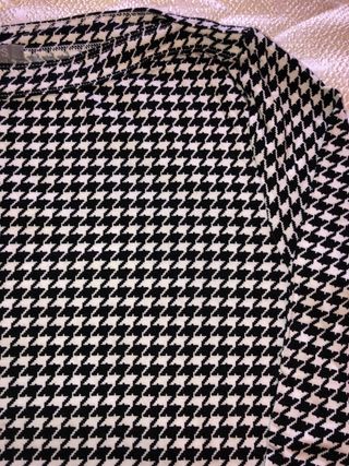 Maglietta fantasia pied-de-poule manica tre quarti