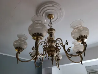 Lámpara de Bronce Vintage 6 Brazos