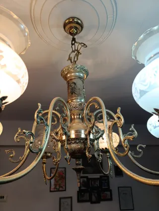 Lámpara de Bronce Vintage 6 Brazos