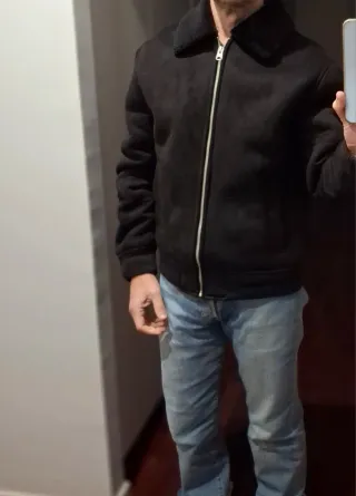 Chaqueta Zara Hombre Borreguito Negra Talla S