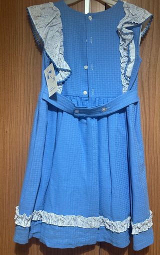 Vestido azul niña con volantes