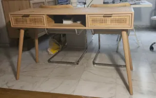 Consola in legno e griglia in rattan Leroy Merlin