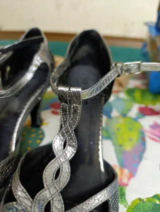 Zapatos de baile plateados mujer