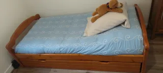 Cama nido de madera con colchón nuevo de muelles