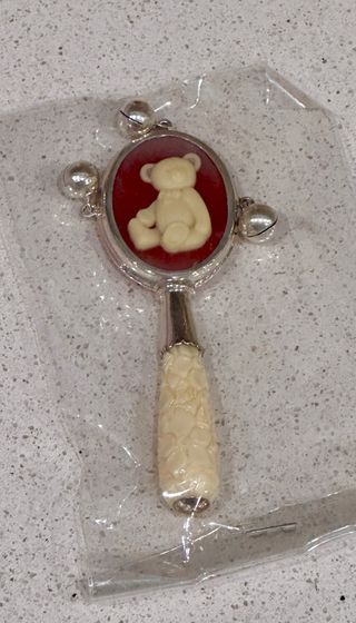 Sonajero Bebé Vintage Camafeo Plata