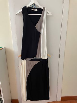 Top Nice Things Negro Gris Blanco Talla L