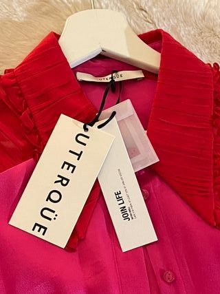 Blusa seda Uterqüe rosa y roja
