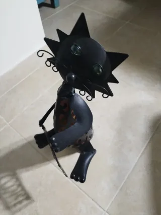 Lampara Gato Negro Metal Bienvenido