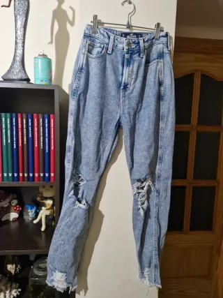Jeans Hollister Azules Rotos Talla 25