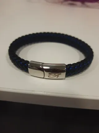 Pulsera trenzada hombre cierre plateado