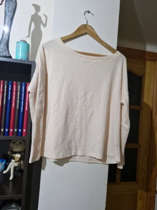 Jersey beige waffle manga larga