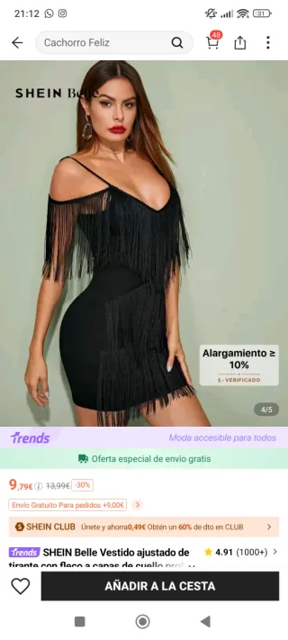 Vestido negro con flecos SHEIN Belle
